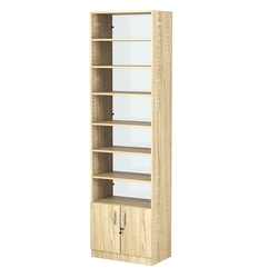 Стеллаж из ДСП с 6-ю полками 350x600 мм серии LEVEL-6 №6-1 (З/C - СТЕКЛО), Дуб Сонома