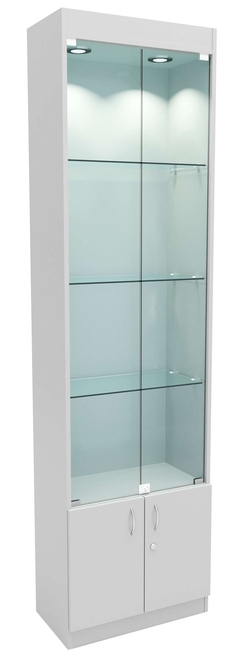 Стеклянная витрина серии Эконом № 300-1-600 (задняя стенка ДВП), Серый