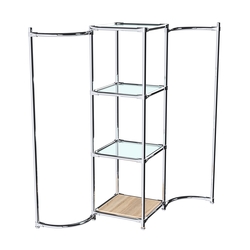 Хромированное вешало ВОЛНА №1-1 с полками стекло 6 мм, Дуб Сонома