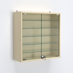 Витрина настенная №201-5А с пятью прозрачными полками, Крем Вайс