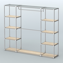 Торговая система ХРОМ без ДСП 2430 мм с полками ДСП и поручнями №3, Дуб Сонома