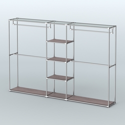 Торговая система ХРОМ без ДСП 3030 мм с полками ДСП и поручнями №4, Ясень Анкор темный