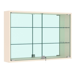 Витрина настенная №3-2А широкая с зеркалом, Крем Вайс