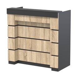 Торговый кассовый прилавок выкатной с утопленным фасадом №УФК-1-1, Черный + Дуб Сонома