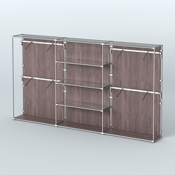 Торговая система ХРОМ (задняя стенка - ДСП) 3600 мм с зеркальными полками и поручнями №5, Ясень Анкор темный