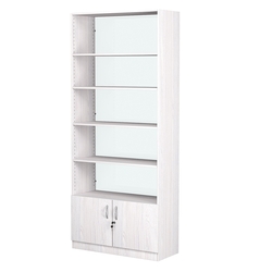 Стеллаж из ДСП с 4-мя полками 400x900 мм серии LEVEL-4 №14-1 (З/C - СТЕКЛО), Ясень Анкор светлый