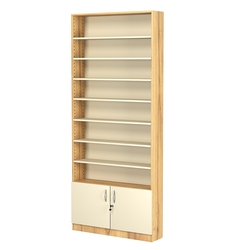 Стеллаж из ДСП с 7-ю полками 200x900 мм серии LEVEL-7 №10 (З/C - ДВП), Дуб Золотистый и Крем Вайс