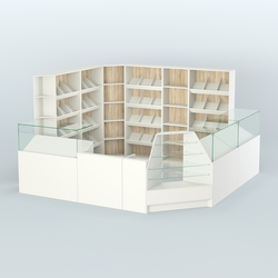 Угловой павильон из ДСП для торговли хлебом и выпечкой №5, Белый + Дуб Сонома