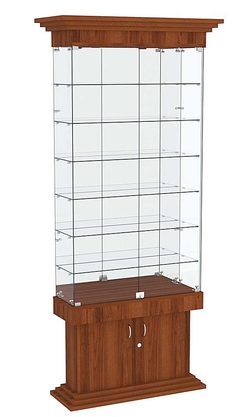 Витрина узкая с 6-ю полками и подсветкой ДОНЖОН №32, Орех