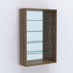Витрина настенная №202-2Г с четырьмя полками и зеркалом, Орех