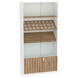 Витрина серии "Смок" №7, Белый + Дуб Канзас коричневый