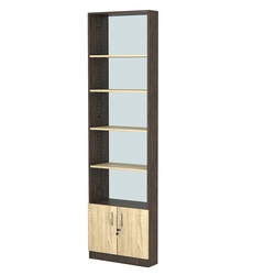 Стеллаж из ДСП с 4-мя полками 150x600 мм серии LEVEL-4 №2-2 (З/C - ЗЕРКАЛО), Дуб Венге + Дуб Сонома