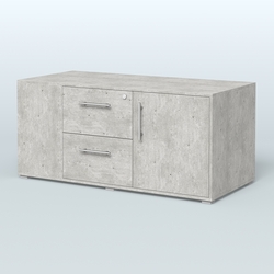 Тумба двусторонняя с отсеком и двумя открытыми полками Платинум Персонал, Метрополитан Грей