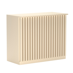 Торговый стол-прилавок широкий с планками серии ВЕРТИКАЛЬ №20, Крем Вайс