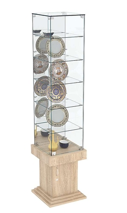 Витрина ДОНЖОН №508 с полками и зеркальной задней стенкой, Дуб сонома