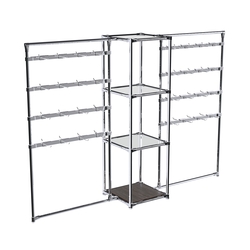 Хромированное вешало ШТАНГА №2-4 с зеркальными полками 4 мм, Дуб Венге