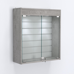 Витрина настенная №201-2Б с эконом панелью и фризом, Бетон Чикаго светло-серый F186 ST9