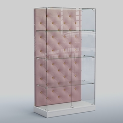 Низкая стеклянная витрина КАПИТОНЕ №5-ХП, Белый + 14 Flamingo
