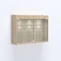 Витрина настенная №203-2Б широкая со встроенной подсветкой , Дуб Сонома