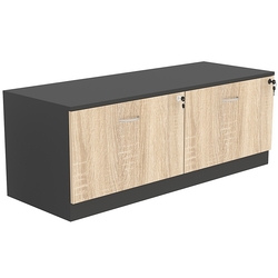 Тумба T-15 1200мм (H-450мм, с 2-мя выдвижными ящиками), Черный + Дуб Сонома