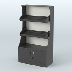 Стеллаж низкий пристенный с деревянными полками для хлебной лавки ХЛ-2, Черный и Белый