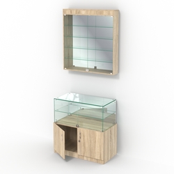 Комбинированный прилавок-витрина с зеркалами КПВ-01-04, Дуб сонома