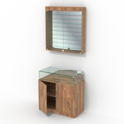 Комбинированный прилавок-витрина с зеркальными стенками КПВ-14-08, Дуб Канзас коричневый