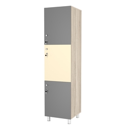 Шкаф для раздевалок СТАНДАРТ-ТРИО №2, Дуб сонома + Темно-серый + Крем Вайс