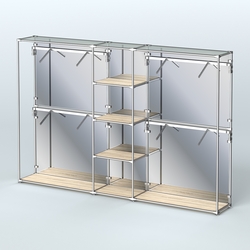 Торговая система ХРОМ (задняя стенка - зеркало) 3030 мм с полками ДСП и поручнями №8, Дуб Сонома