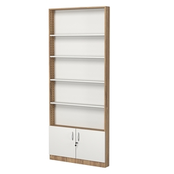 Стеллаж из ДСП с 4-мя полками 100x900 мм серии LEVEL-4 №8 (З/C - ДВП), Дуб Канзас коричневый + Белый