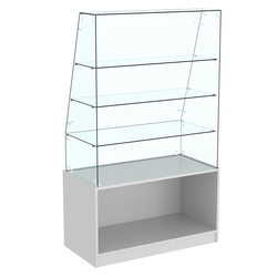 Высокий прилавок Истра с наклонным фасадным стеклом №15 (открытый), Серый