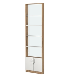 Стеллаж из ДСП с 4-мя полками 100x600 мм серии LEVEL-4 №1-1 (З/C - СТЕКЛО), Дуб Канзас коричневый + Белый