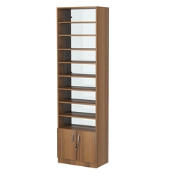 Стеллаж из ДСП с 8-ю полками 350x600 мм серии LEVEL-8 №6-1 (З/C - СТЕКЛО), Орех