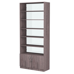 Стеллаж из ДСП с 5-ю полками 350x900 мм серии LEVEL-5 №13-1 (З/C - СТЕКЛО), Ясень Анкор темный