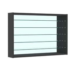 Витрина настенная №3-6Г открытая зеркальная с пятью полками из стекла, Черный