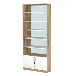 Стеллаж из ДСП с 5-ю полками 250x900 мм серии LEVEL-5 №11-2 (З/C - ЗЕРКАЛО), Дуб Канзас коричневый + Белый