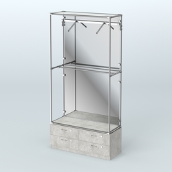 Торговая система ХРОМ (задняя стенка - зеркало) 1200 мм №4-2 с тумбой Т-14 и поручнями, Метрополитан Грей