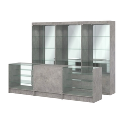 Комплект витрин ЭК-03 и прилавков ЭК-4, Бетон Чикаго светло-серый F186 ST9