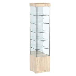 Витрина ИСТРА №504 стаканчик (задняя стенка - зеркало), Дуб сонома