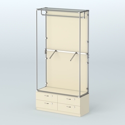 Торговая система ХРОМ (задняя стенка - ДСП) 1200 мм №2-2 с тумбой Т-14 и поручнями, Крем Вайс