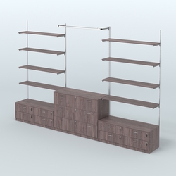 Система Neo Fix №5 с П-образным поручнем, полками из ДСП и тумбами T-14 и Т-13, Ясень Анкор темный