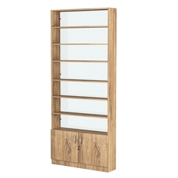 Стеллаж из ДСП с 6-ю полками 200x900 мм серии LEVEL-6 №10-1 (З/C - СТЕКЛО), Дуб Канзас коричневый