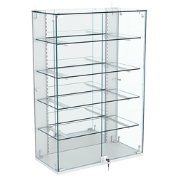 Витрина настенная НЕО №2-3 с зеркалом и четырьмя полками, Серый