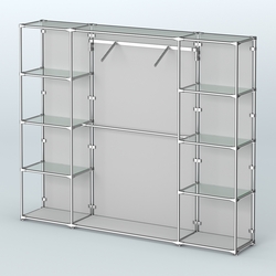 Торговая система ХРОМ (задняя стенка - ДСП) 2430 мм с прозрачными полками и поручнями №11, Серый