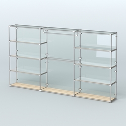 Торговая система ХРОМ (задняя стенка - стекло) 3600 мм с зеркальными полками и поручнями №1, Дуб Сонома