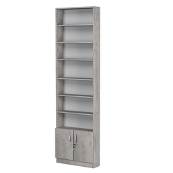 Стеллаж из ДСП с 6-ю полками 150x600 мм серии LEVEL-6 №2 (З/C - ДВП), Бетон Чикаго светло-серый F186 ST9