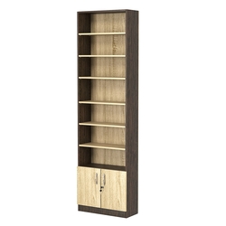 Стеллаж из ДСП с 6-ю полками 250x600 мм серии LEVEL-6 №4 (З/C - ДВП), Дуб Венге + Дуб Сонома