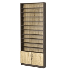 Стеллаж из ДСП с 10-ю полками 150x900 мм серии LEVEL-10 №9 (З/C - ДВП), Дуб Венге + Дуб Сонома