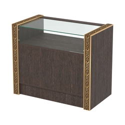 Недорогой прилавок с большим накопителем и декоративными молдингами №ПДМ-2-900, Дуб Венге