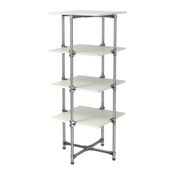 Хромированный стенд Прогресс №2-4 (с полками ДСП 16мм), Белый